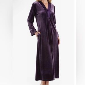 Oscar de la Renta Velvet Robe Front Zip Kaftan Amethyst 2x